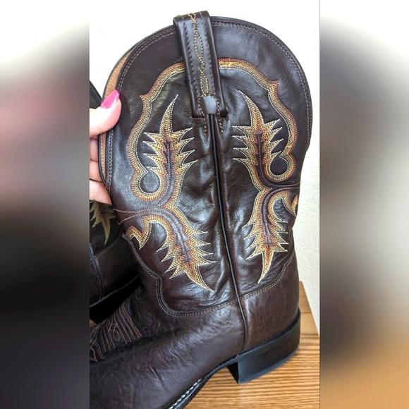 Tony Lama Men's Shrunken Shoulder Brown Leather Cowboy Boots CT2032 Size 8.5 D - Picture 3 of 13